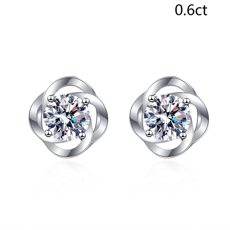 Sterling Silver Diamond Earrings 1ct VVS1 Lab Moissanite Studs