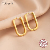 Sterling Silver Hoop Earrings Geometric Plate 925 Jewelry