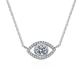 0.5ct Moissanite Evil Eye Pendant Necklace Sterling Silver