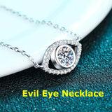 Sterling Silver Moissanite Necklace 0.5ct Evil Eye Pendant Necklace