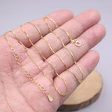 Real Silver Necklace Women Gold-color Chain 0.7mm 925 Box Necklace