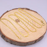 Real 925 Silver Necklace Women Gold-color Chain 1.3mm Wheat 16-22inchL