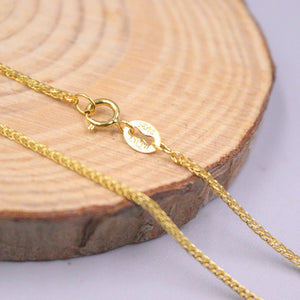 Real 925 Silver Necklace Women Gold-color Chain 1.3mm Wheat 16-22inchL
