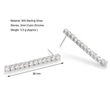 Sterling Silver CZ Tennis Earrings 38mm Dangle 925 Solid Metal