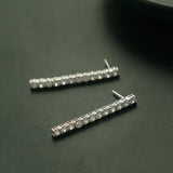 Sterling Silver CZ Tennis Earrings 38mm Dangle 925 Solid Metal