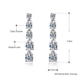925 Sterling Silver Crystal Drop Earrings Round Cut Jewelry Women