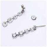 925 Sterling Silver Crystal Drop Earrings Round Cut Jewelry Women
