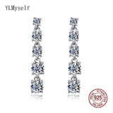 925 Sterling Silver Crystal Drop Earrings Round Cut Jewelry Women