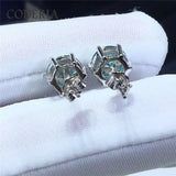 Turquoise Moissanite Stud Earrings 1-2CT Sterling Silver Anniversary Jewelry