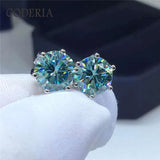 Turquoise Moissanite Stud Earrings 1-2CT Sterling Silver Anniversary Jewelry