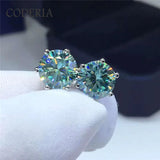 Turquoise Moissanite Stud Earrings 1-2CT Sterling Silver Anniversary Jewelry