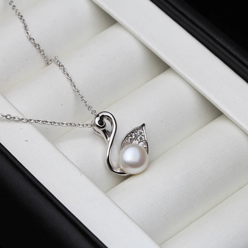 Freshwater Pearl Necklace 925 Silver Pendant Women Birthday Gift
