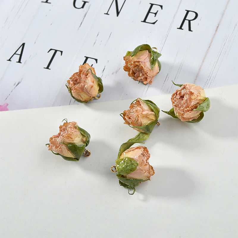 12pcs/lot Rose Flower Charms for DIY Jewelry Making