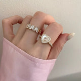 Geometric Zircon Opening Ring Hand Accessories