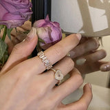 Geometric Zircon Opening Ring Hand Accessories