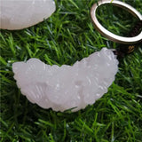 Natural Chinese Jade Dragon Phoenix Pendant KeyChain Jewelry