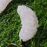 Natural Chinese Jade Dragon Phoenix Pendant KeyChain Jewelry