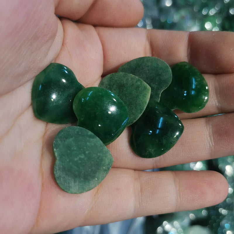 Natural Jadeite Heart-Shaped Stone for Inlay Unpolished Back