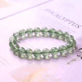 Green Hair Crystal Round Bead Elastic Bracelet, Charm Gem Healing Bracelet
