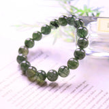 Green Hair Crystal Round Bead Elastic Bracelet, Charm Gem Healing Bracelet