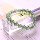 Green Hair Crystal Round Bead Elastic Bracelet, Charm Gem Healing Bracelet
