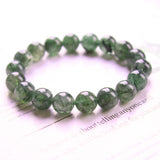 Green Hair Crystal Round Bead Elastic Bracelet, Charm Gem Healing Bracelet