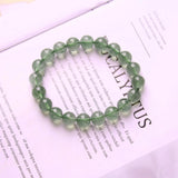 Green Hair Crystal Round Bead Elastic Bracelet, Charm Gem Healing Bracelet