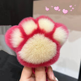 Animal Fur Schoolbag Pendants Keychain Plush Cat Paws