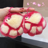 Animal Fur Schoolbag Pendants Keychain Plush Cat Paws