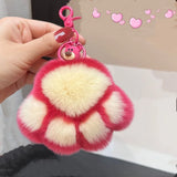 Animal Fur Schoolbag Pendants Keychain Plush Cat Paws