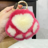 Animal Fur Schoolbag Pendants Keychain Plush Cat Paws