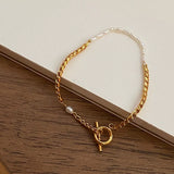 Pearl Chain Bracelet Women Stainless Steel Minimalist Jewelry