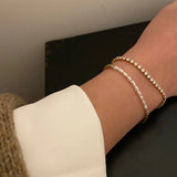Pearl Chain Bracelet Women Stainless Steel Minimalist Jewelry