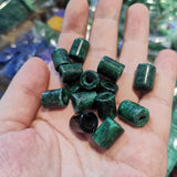 Natural Jadeite Weathered Green Tubular Beads Men Jewelry
