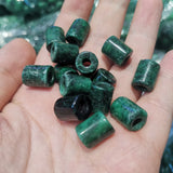 Natural Jadeite Weathered Green Tubular Beads Men Jewelry