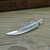 S925 Silver Feather Pendant Unisex Jewelry Gift