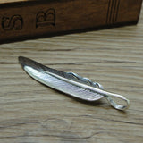S925 Silver Feather Pendant Unisex Jewelry Gift