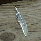 S925 Silver Feather Pendant Unisex Jewelry Gift