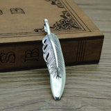 S925 Silver Feather Pendant Unisex Jewelry Gift