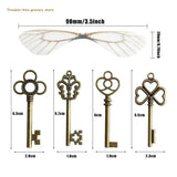 Dragonfly Wing Skeleton Key Charms Decorations