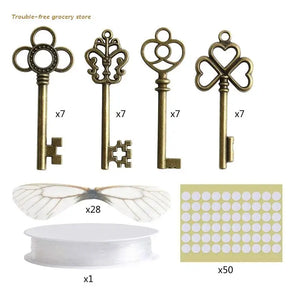 Dragonfly Wing Skeleton Key Charms Decorations