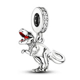 Tyrannosaur Dinosaur Silver Dangle Charm for Jewelry Making