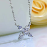 925 Silver Butterfly Pendant Necklace with Diamond Marquise Cut Jewelry