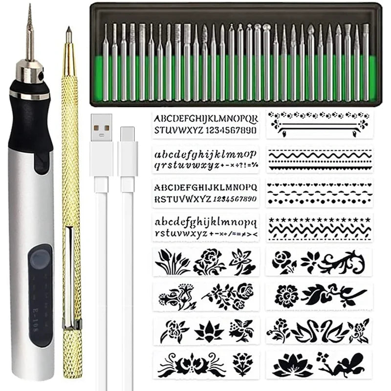 Mini Engraver Pen DIY Engraving Tool Kit for Metal Glass Wood