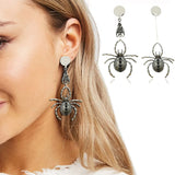 Halloween Spider Pendant Earrings Woman Silver Ear Studs Jewelry Gift