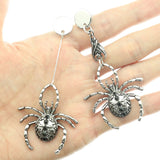 Halloween Spider Pendant Earrings Woman Silver Ear Studs Jewelry Gift