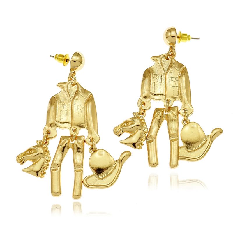 Funny Retro Punk Halloween Horse Head Earrings
