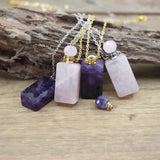 Amethyst Essential Oil Pendant Necklace Natural Gem