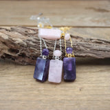 Amethyst Essential Oil Pendant Necklace Natural Gem