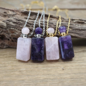 Amethyst Essential Oil Pendant Necklace Natural Gem
